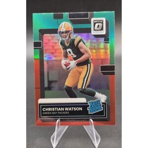2022 Panini Donruss Christian Watson #P-319 Preview Red & Green Rated Rookie